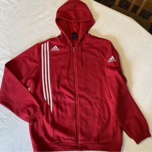 ADIDAS MEN’S RED ZIP UP HOODIE